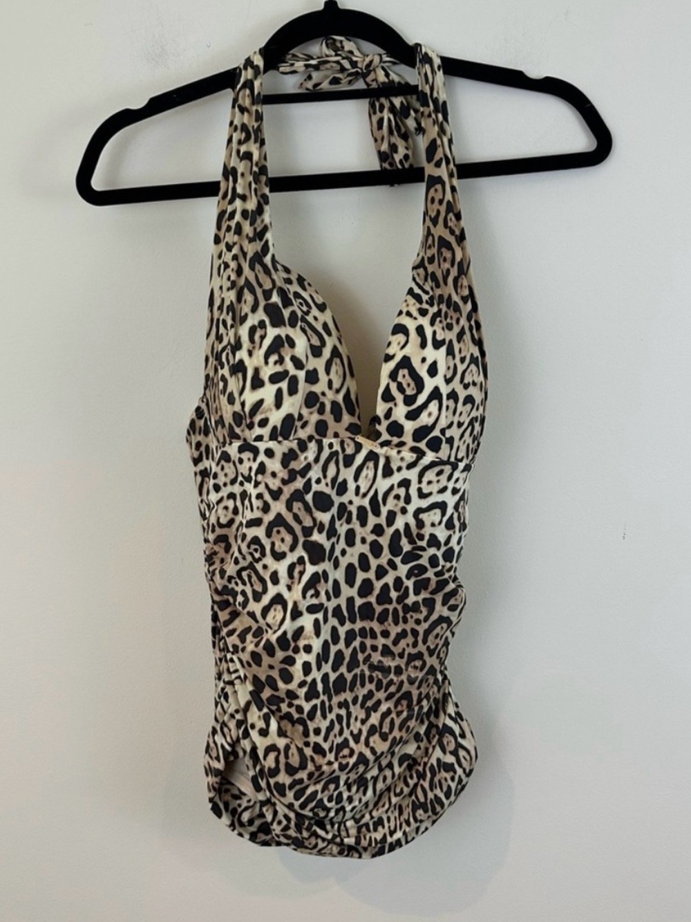 Victoria's Secret Leopard Print Halter Tankini Top Swimsuit Size Large